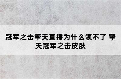 冠军之击擎天直播为什么领不了 擎天冠军之击皮肤